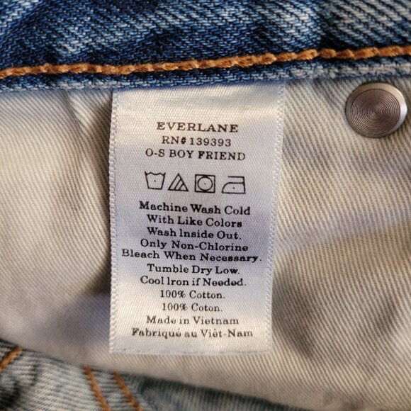 Everlane Jeans Size 27 Blue O-S Boyfriend Ripped Distressed Button Fly - Picture 13 of 14
